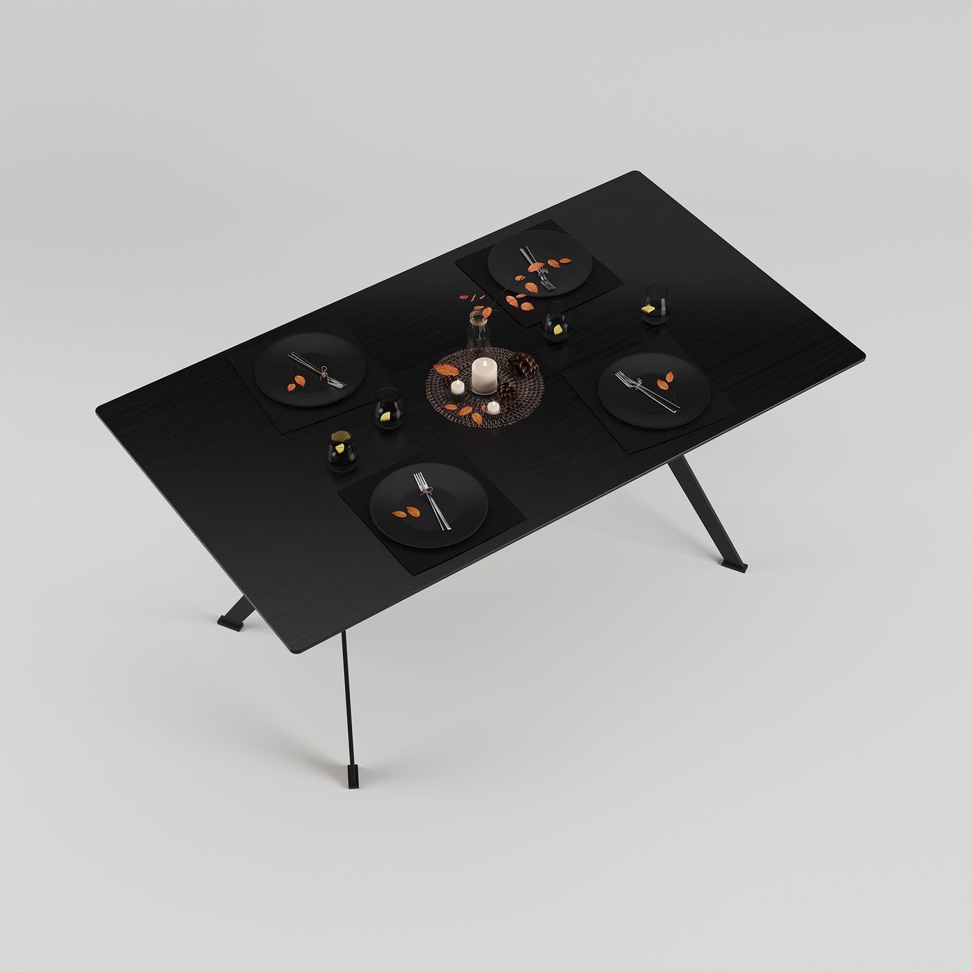 Stealth table 160 x 90 black legs / black oak