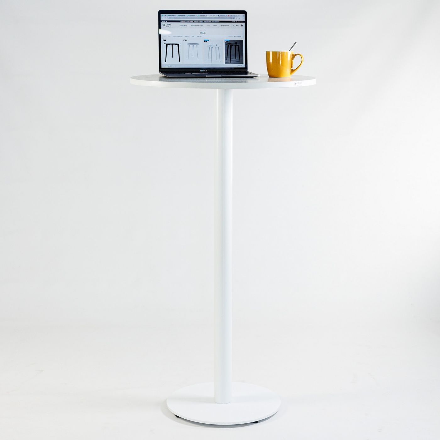 Стол Soul light bar d-60 белый металл / белый ДСП (текстура)